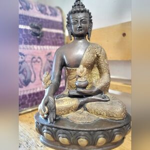 LG, vintage rare brass & bronze Buddha statue, new pics! 🖤